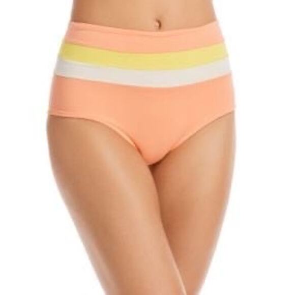 L Space Portia Color Block Stripe Paneling Peach Boyshort Bikini Bottom Small - Picture 1 of 10